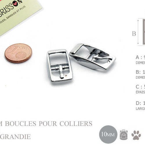 2 x 10mm boucles pour colliers / métal / chrome 