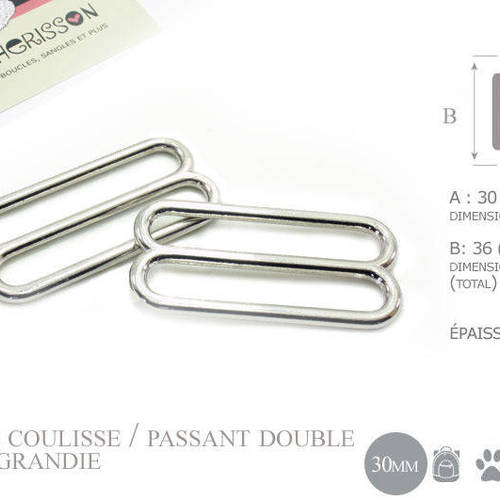 Lot De 2 Boucles Et Passants Métal 24 Mm - Carré/Rectangle - Occasion