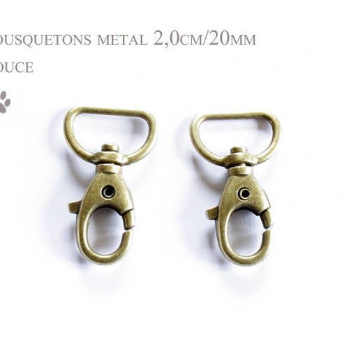 2 x 20mm mousquetons pivotants / métal / bronze / style 5 