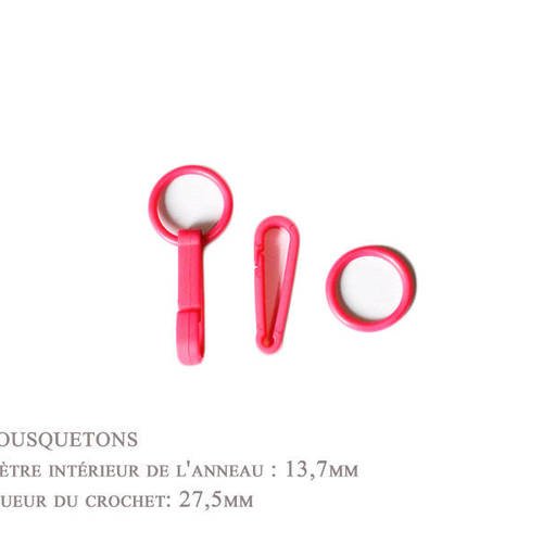 2 x 27,5mm - mousquetons - plastique - rose - pour gants 