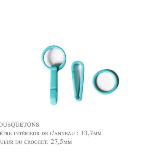 2 x 27,5mm - mousquetons - plastique - turquoise - pour gants 