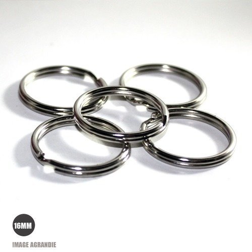 10 x 16mm anneaux brisés / porte-clés / metal / chromé