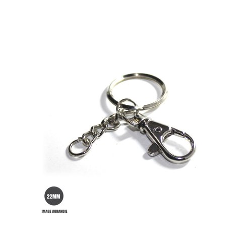 22mm anneaux brisés / porte-clés / metal / nickel / avec mousqueton