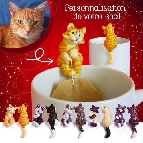 Figurine chat personnalisé bord de mug