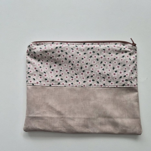 Maxi pochette 24,5x20,5 cm tissu coton - rangement accessoires / maquillage - fait main