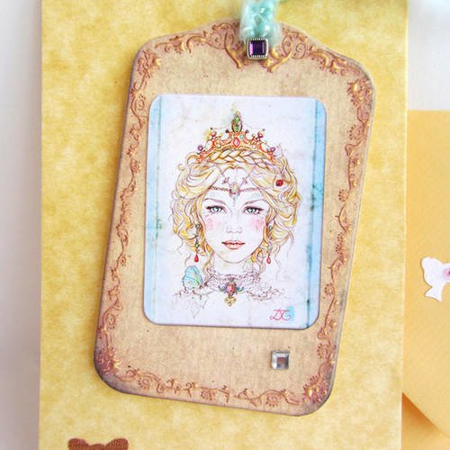 Mini carte féerique avec tag - alissandre, la reine des fées "noeuds papillon" 