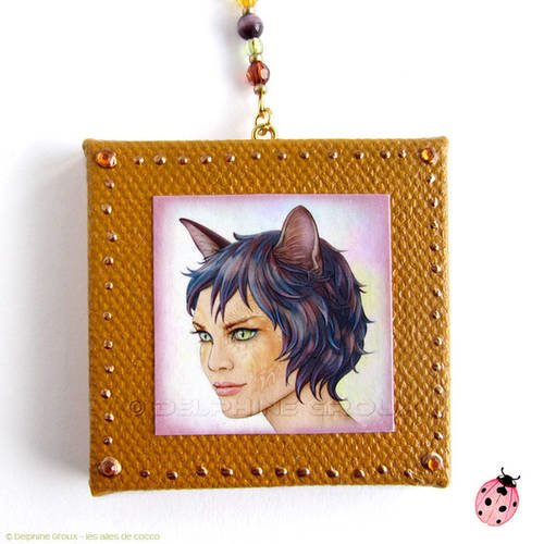 Mini toile décorative sur châssis bois - 5 cm : "myrina - oeil de chat" 