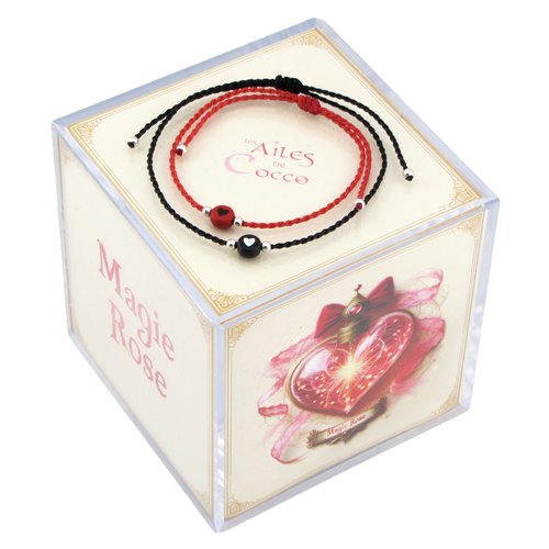 Bracelets saint valentin duo en macramé rouge et noir " magie rose » n°3