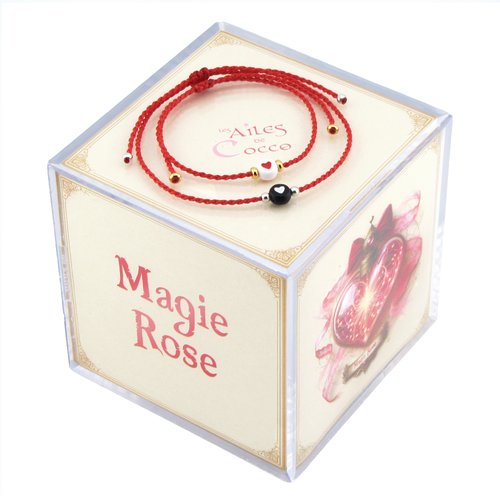 Duo de bracelets fins en macramé rouge saint valentin " magie rose » n°4