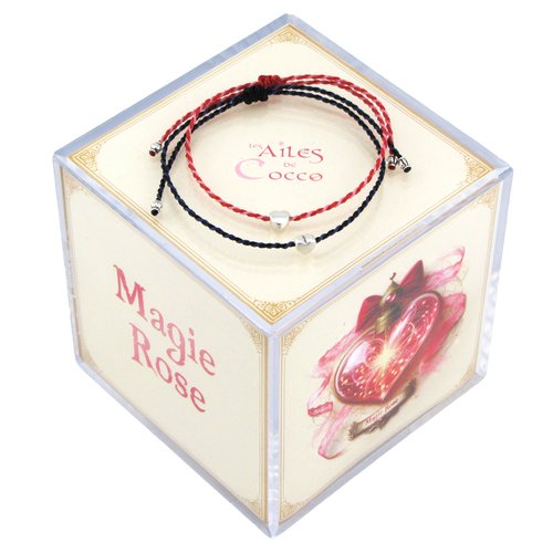 Bracelets couple en macramé de fils cirés torsadés " magie rose » n°6