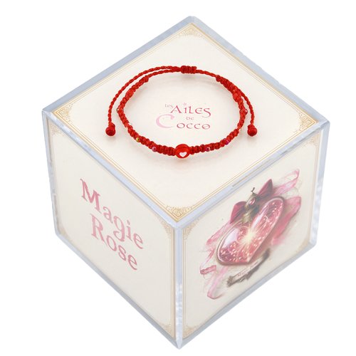 Bracelet rouge coeur saint valentin en macramé " magie rose » n°s-1