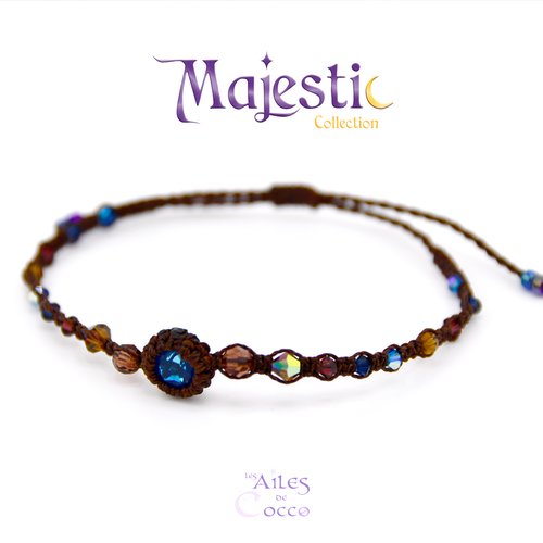 Bracelet macramé avec cabochon et perles en cristal "majestic - céphée"