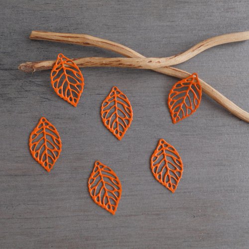 Lot de 10 estampes feuilles filigranes  orange