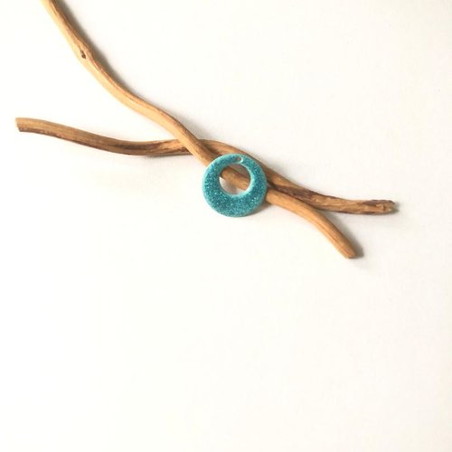 X 2 sequins émaillés turquoise clair et pailleté bleu 17 mm