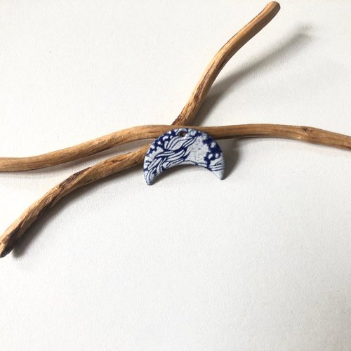 X2 sequins émaillé lune bleu foncé et blanc