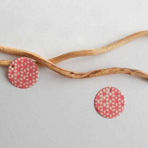 X 2  sequins émaillés vieux rose et ivoire