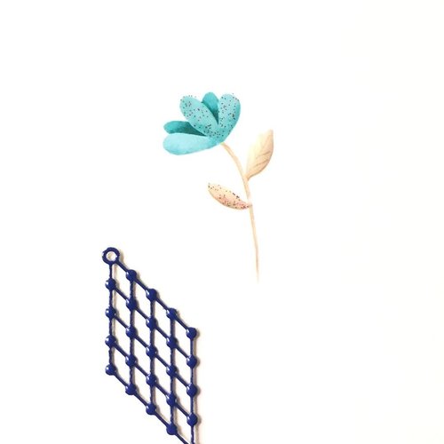 X2 estampes losange bleu foncé 32 mm x 14 mm
