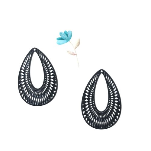 X2 estampes en filigrane goutte d'eau noir