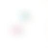 X 2 sequins émaillés rose vif et blanc 17 mm