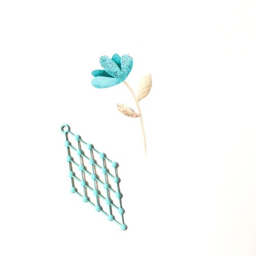 X2 estampes losange turquoise clair 32 mm x 14 mm