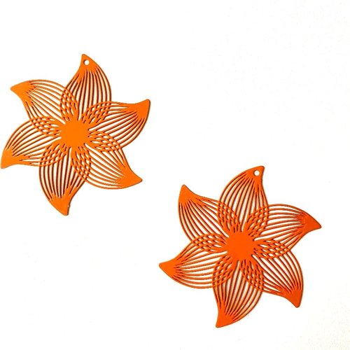 X 2 estampes en filigrane orange