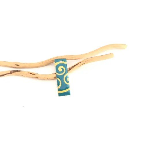 X2 sequins émaillés rectangles jaune foncé et turquoise