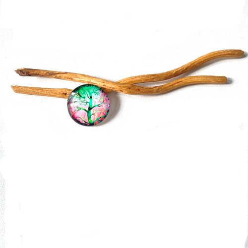 Cabochon dôme en verre rond arbre de vie