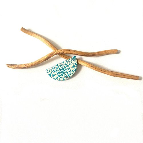 X2 sequins émaillés connecteurs turquoise et ivoire