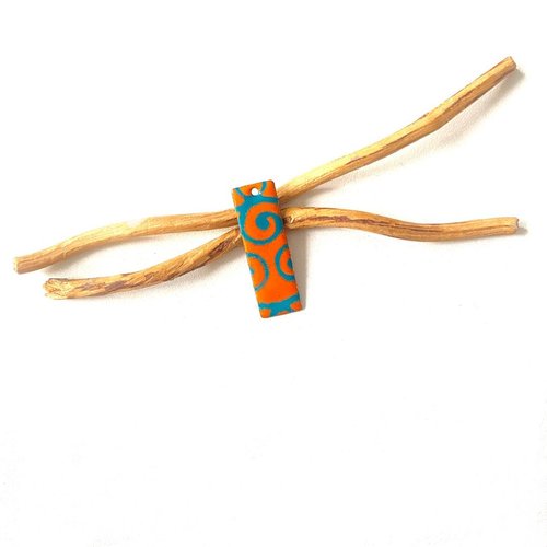 X2 sequins émaillés rectangles orange et turquoise