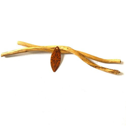 X 2 sequins émaillés navettes cognac et brun 25x10 mm