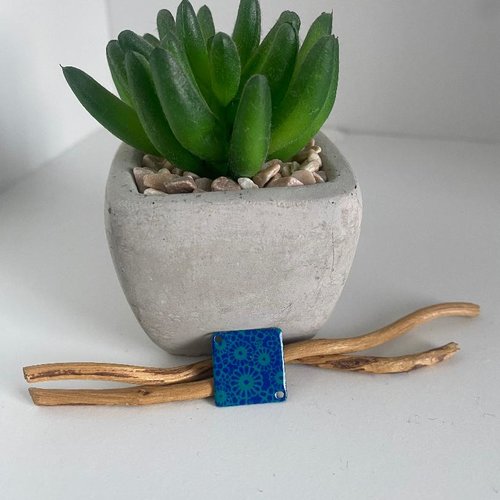 X2 sequins émaillés connecteurs carré bleu foncé et turquoise