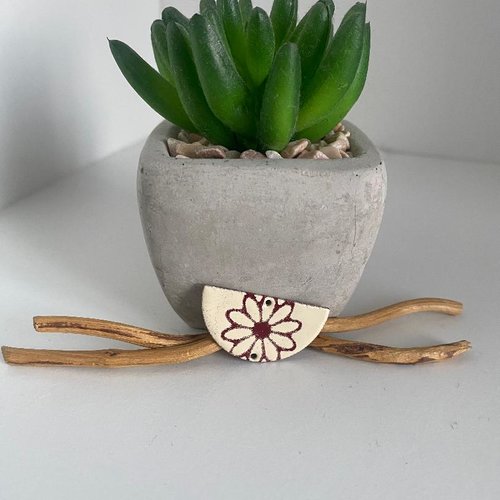 X2 sequins émaillés connecteurs rouge foncé et ivoire