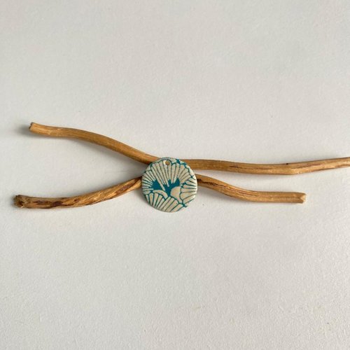 2 sequins émaillé turquoise et ivoire