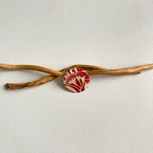 2 sequins émaillé ivoire et rouge