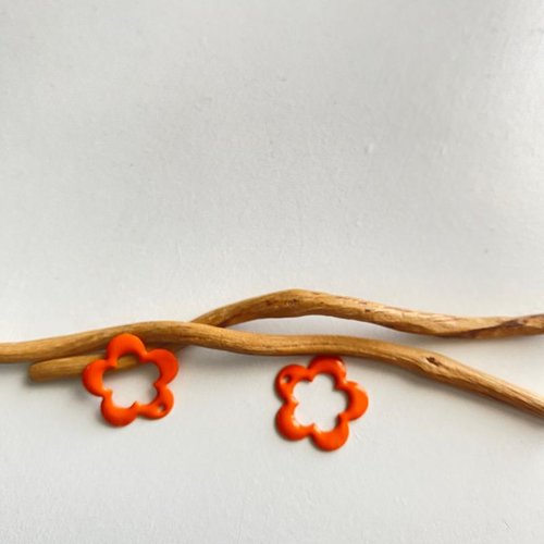 X 2 breloques fleur orange