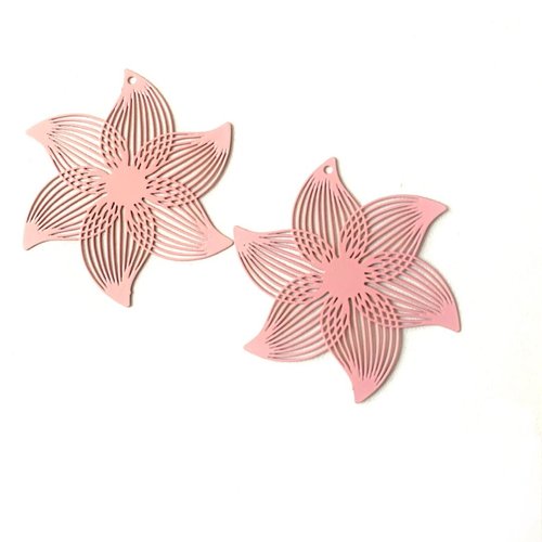 X 2 estampes en filigrane rose