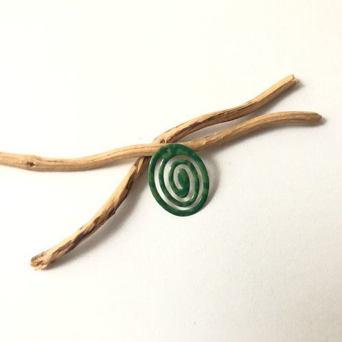 X 2 pendentifs ovales spirales vert pré et vert clair