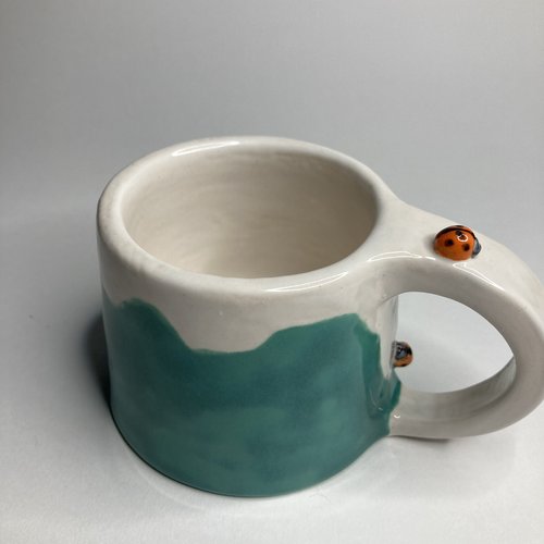 Tasse trapèze coccinelle, vert lagon