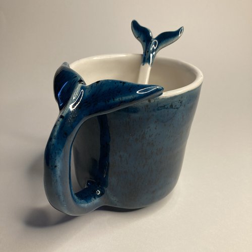 Mug collection queue de baleine, avec cuillère