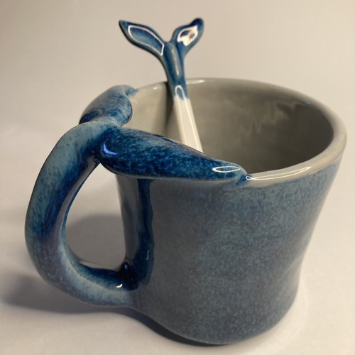 Mug collection queue de baleine, avec cuillère