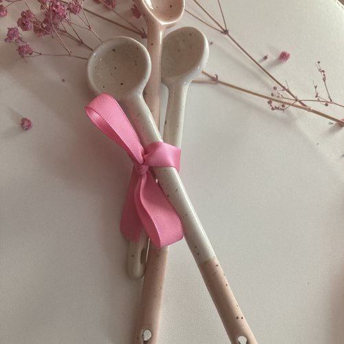 Cuillères x3 à thé ou à miel, céramique 17cm, objet unique