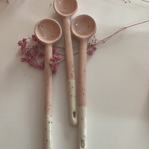 Cuillères x3 à thé ou à miel, céramique 17cm, objet unique
