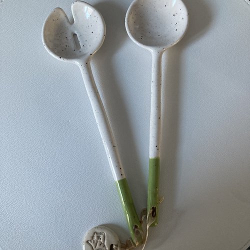 Couverts de services ou salade, céramique 21/22cm, objet unique