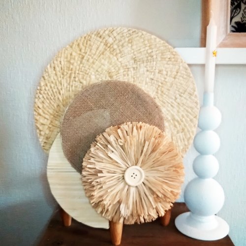 Lampe a poser toile de jute et raphia