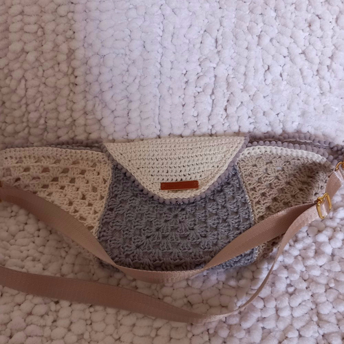 Sac banane beige et gris