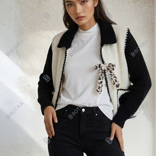 Veste noire et blanches