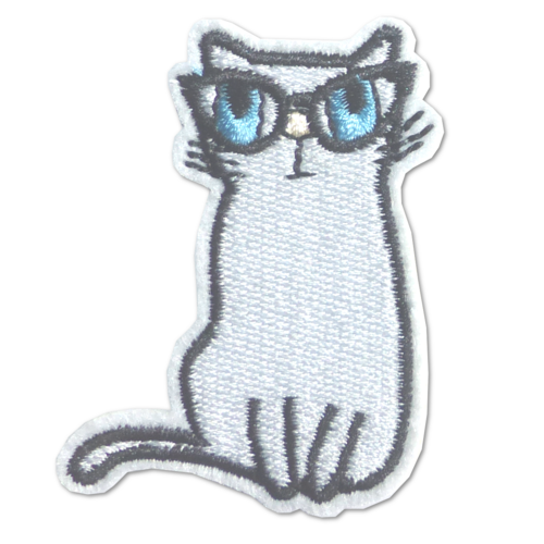 Ecusson thermocollant chat blanc à lunettes