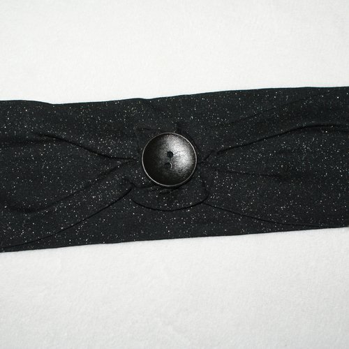 Bandeau jersey noir pailleté argenté