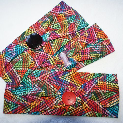 Bandeau jersey imprimé zigzag multicolores