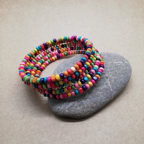 Bracelet multicolore manchette en bois